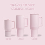 HydroJug Traveler - 32 oz Water Bottle with Handle & Flip Straw - Fits in Cup Holder, Leak Resistant Tumbler-Reusable Insulated Stainless Steel & Rubber Base - Gifts for Women & Men, Pink Sand