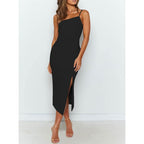 Owin Women'S Adjustable Spaghetti Straps Sleeveless High Waist Split Midi Bodycon Cocktail Party Dress