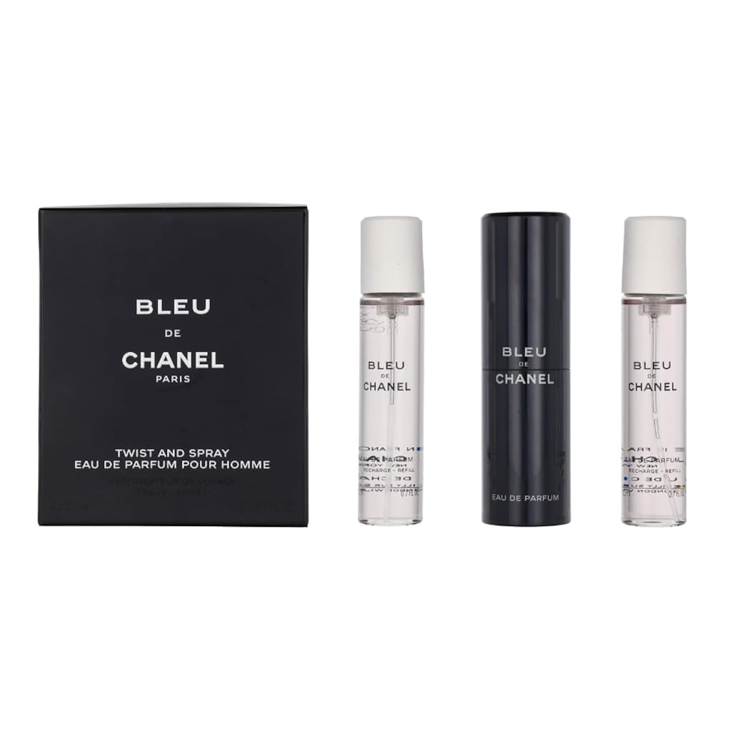Chanel Bleu De Eau De Parfum Travel Spray for Men 3 X 0.7 Oz, 2.1 Fl Oz, 3 pc set (purse spray)