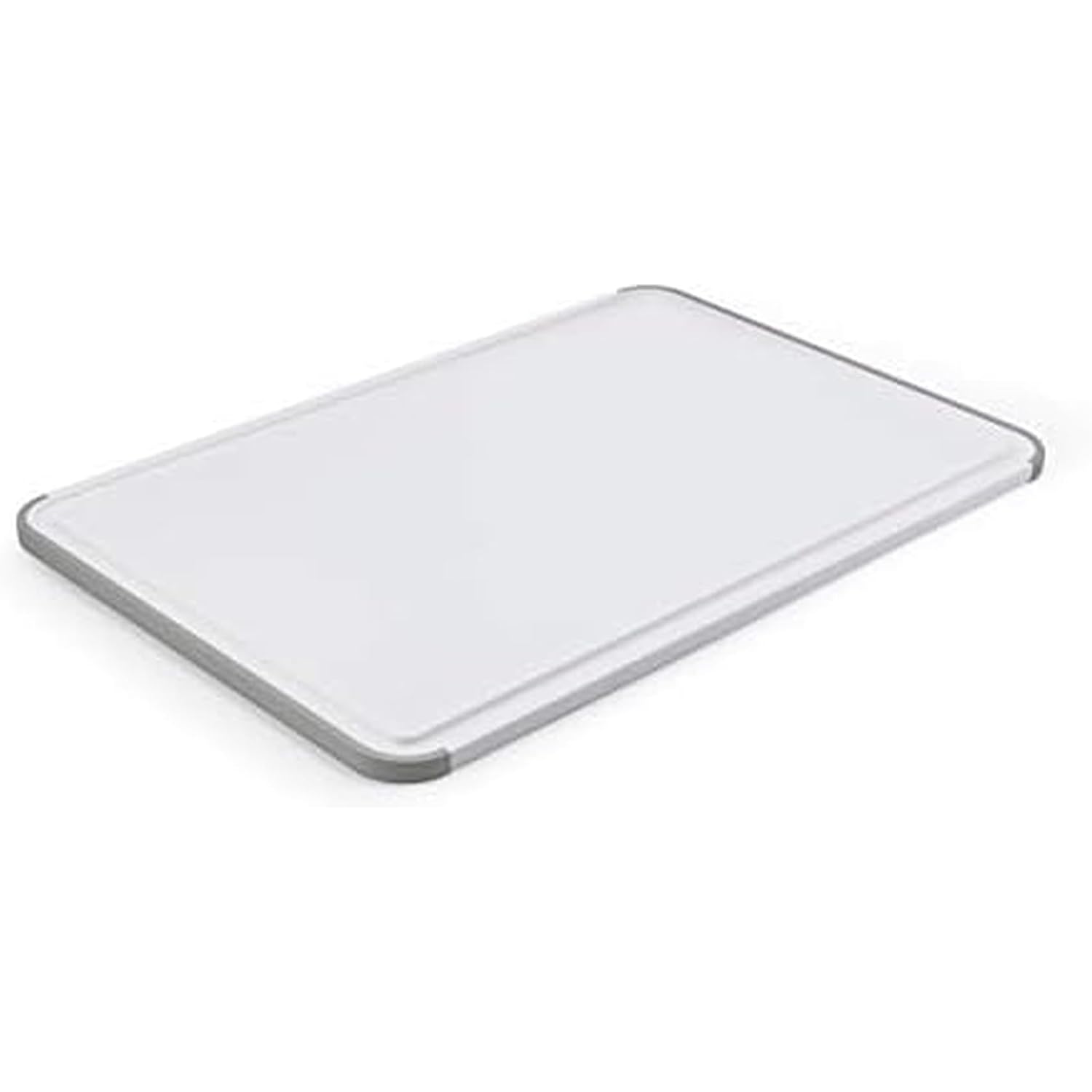 Kitchenaid Classic Plastic Cutting Board With Perimeter Trench And Non Slip Edges, Dishwasher Safe, 12 Inch X 18 Inch, White And Gray