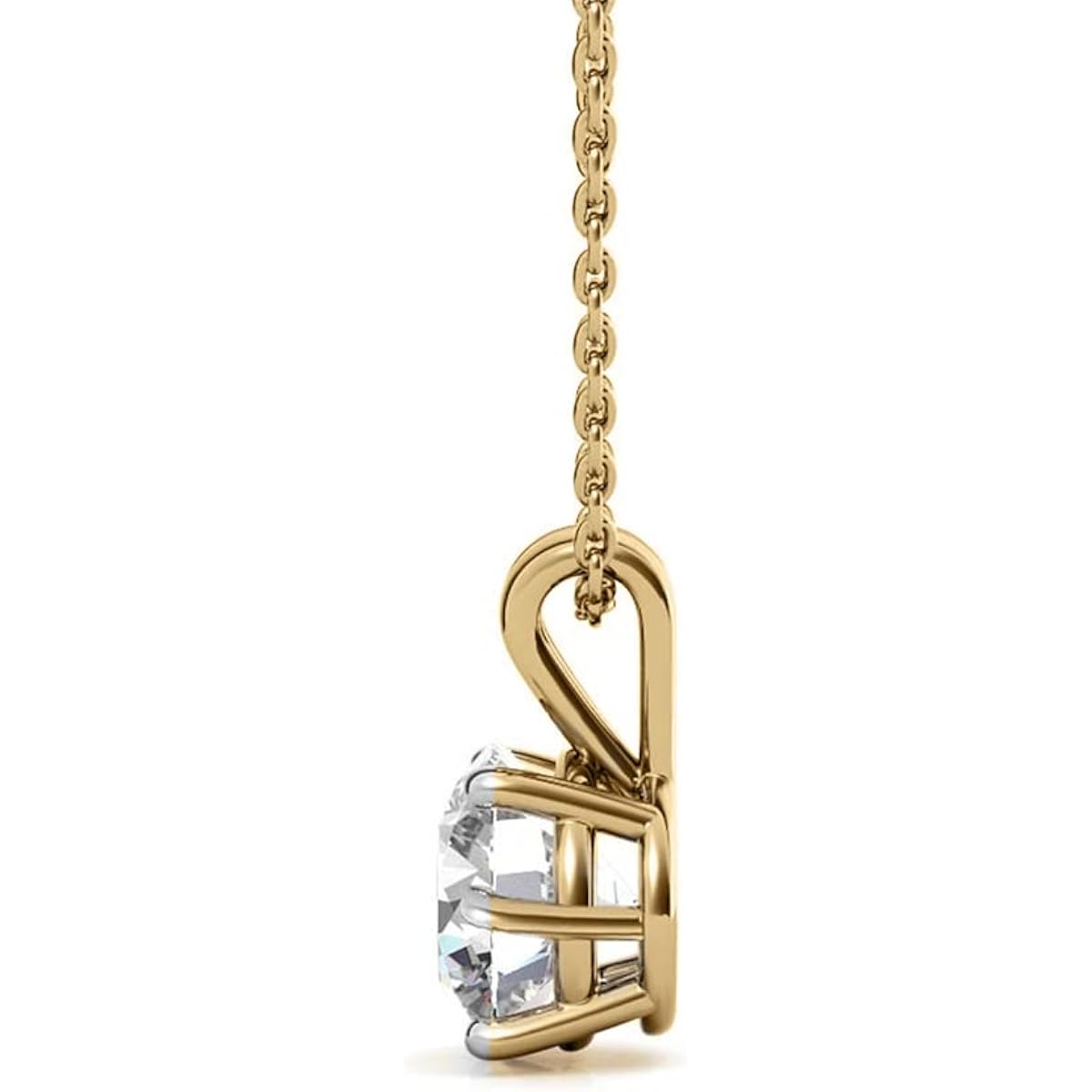 FRIENDLY DIAMONDS Lab Grown Diamond Solitaire Pendant Necklace Round Shpae | IGI Certified 1-5 Carat EF VS 14K Gold With Chain | 6 Prong Pendant Necklace