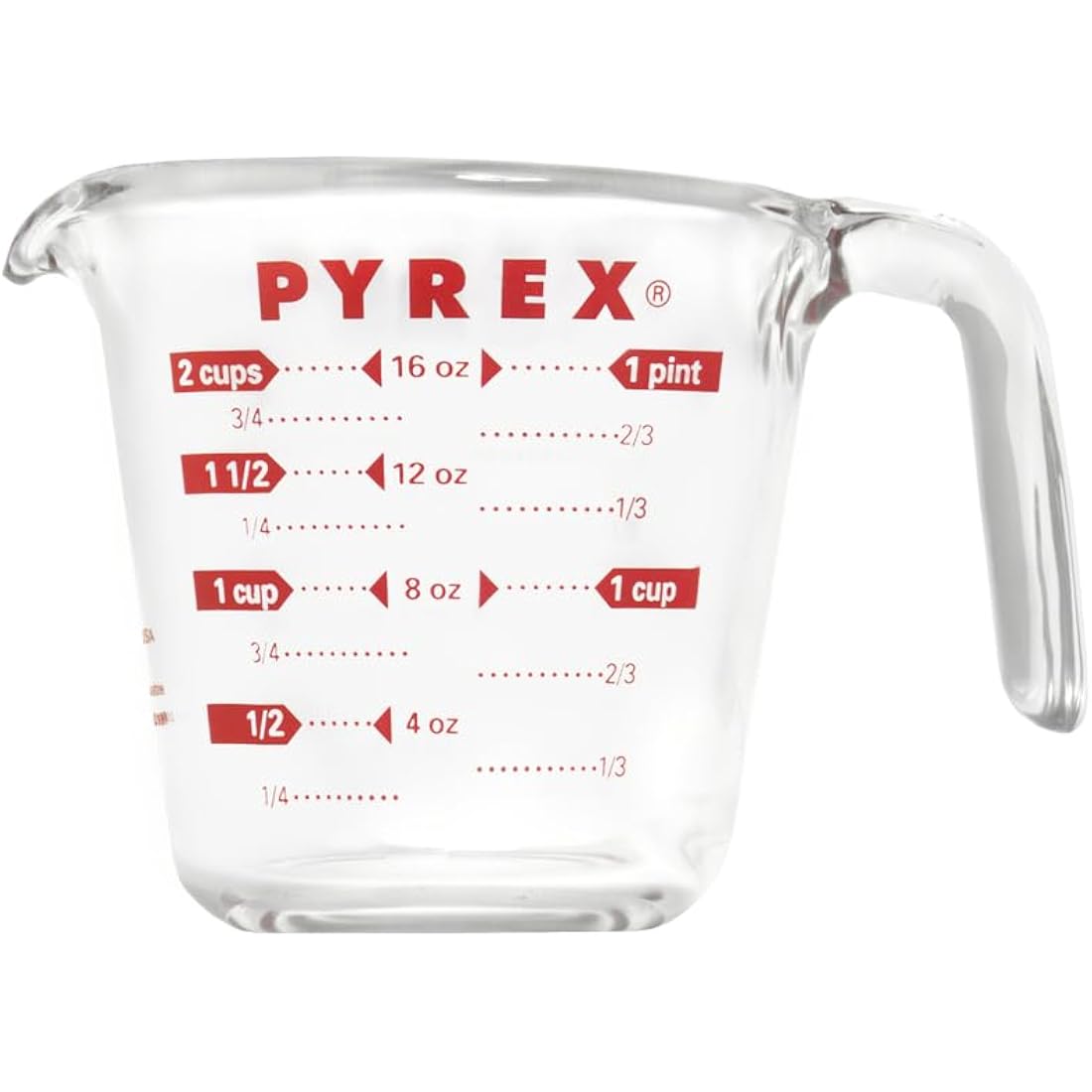Pyrex Prepware 6001075 Measuring Cup, Red Graphics, Clear