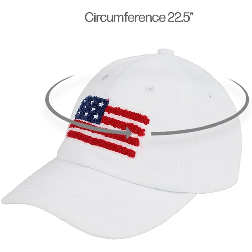 C.C Baseball Cap for Unisex American Flag-white