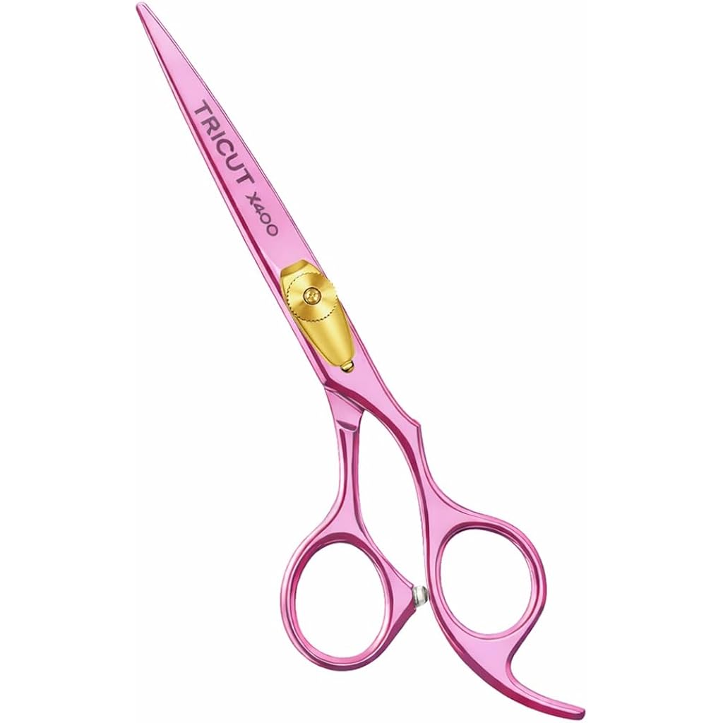 X400 Professional Barber Scissors 6.5” – Pink Hair Cutting Shears For Men & Women Japanese Stainless Steel, Adjustable Tension Screw, Ergonomic Handle Includes Comb & Leather Case