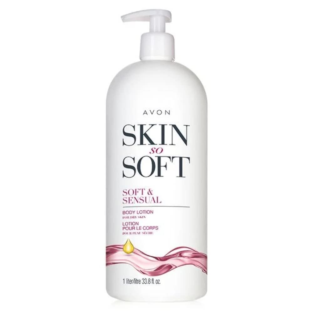 Avon Skin So Soft Bonus-Size Soft & Sensual Body Lotion For Dry Skin With Argan Oil — 33.8 Fl Oz Nourishing Moisturizer With Pump — Floral Scented, Hydrating Hand & Body Lotion For Women And Men