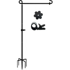 Lccbro Garden Flag Stand Holder Pole With 5 Prong Base For Outside Double Flag, More Stable Yard Flag Stand Weather Proof, For Small Garden Flags 12 X 18, Holds Flags Up To 13" Wide