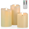 Angelloong Flickering Flameless Candles With Remote, Fake Candles Set Of 3 | Realistic Battery Operated Candles, Led Candle For Fall Room Home Wedding Decor Centerpieces Table Party Christmas Decoration