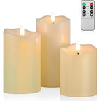 Angelloong Flickering Flameless Candles With Remote, Fake Candles Set Of 3 | Realistic Battery Operated Candles, Led Candle For Fall Room Home Wedding Decor Centerpieces Table Party Christmas Decoration