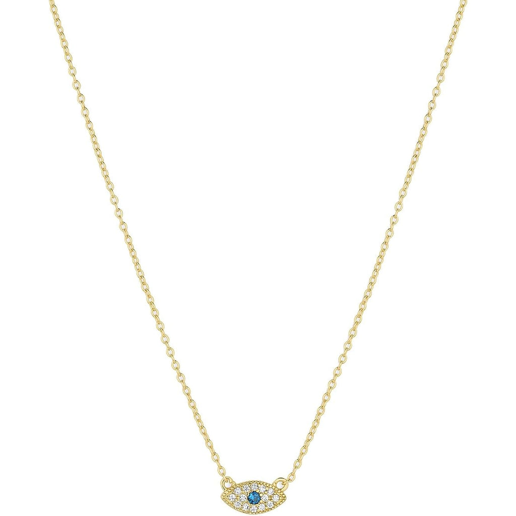 gorjana - Evil Eye Pendant Necklace - 18K Gold Plated - Adjustable Link Chain wITH White CZ and London Blue Nanogem Talisman - Perfect for Layering - Long-Lasting