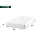 Zinus 6 Inch Twin Green Tea Memory Foam Mattress [New Version], Fiberglass Free, Medium Firm Feel, Zoned Pressure Relief, Certified Safe Foams & Fabric, Mattress in A Box