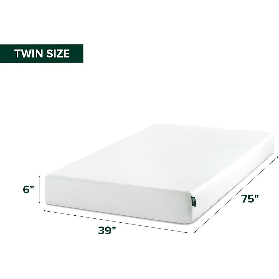 Zinus 6 Inch Twin Green Tea Memory Foam Mattress [New Version], Fiberglass Free, Medium Firm Feel, Zoned Pressure Relief, Certified Safe Foams & Fabric, Mattress in A Box