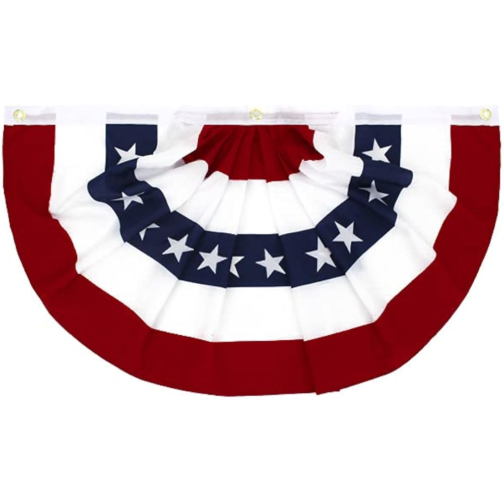Flaglink 1.5X3Ft American Pleated Fan Flag Width Approx 90Cm - Us Patriotic Half Fan Bunting Flag 4 Pack