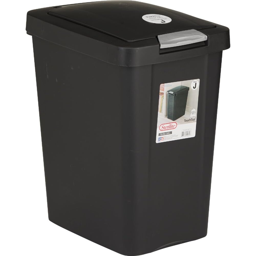 Sterilite 7.5 Gal. Black Touchtop Wastebasket - 1 Each