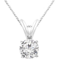 0.5 to 10 Carat 14K White Gold Lab Grown Diamond Solitaire Pendant Necklace, Round Cut Solitaire, 4-Prong Setting, Jewelry for Women (E-F, VS)