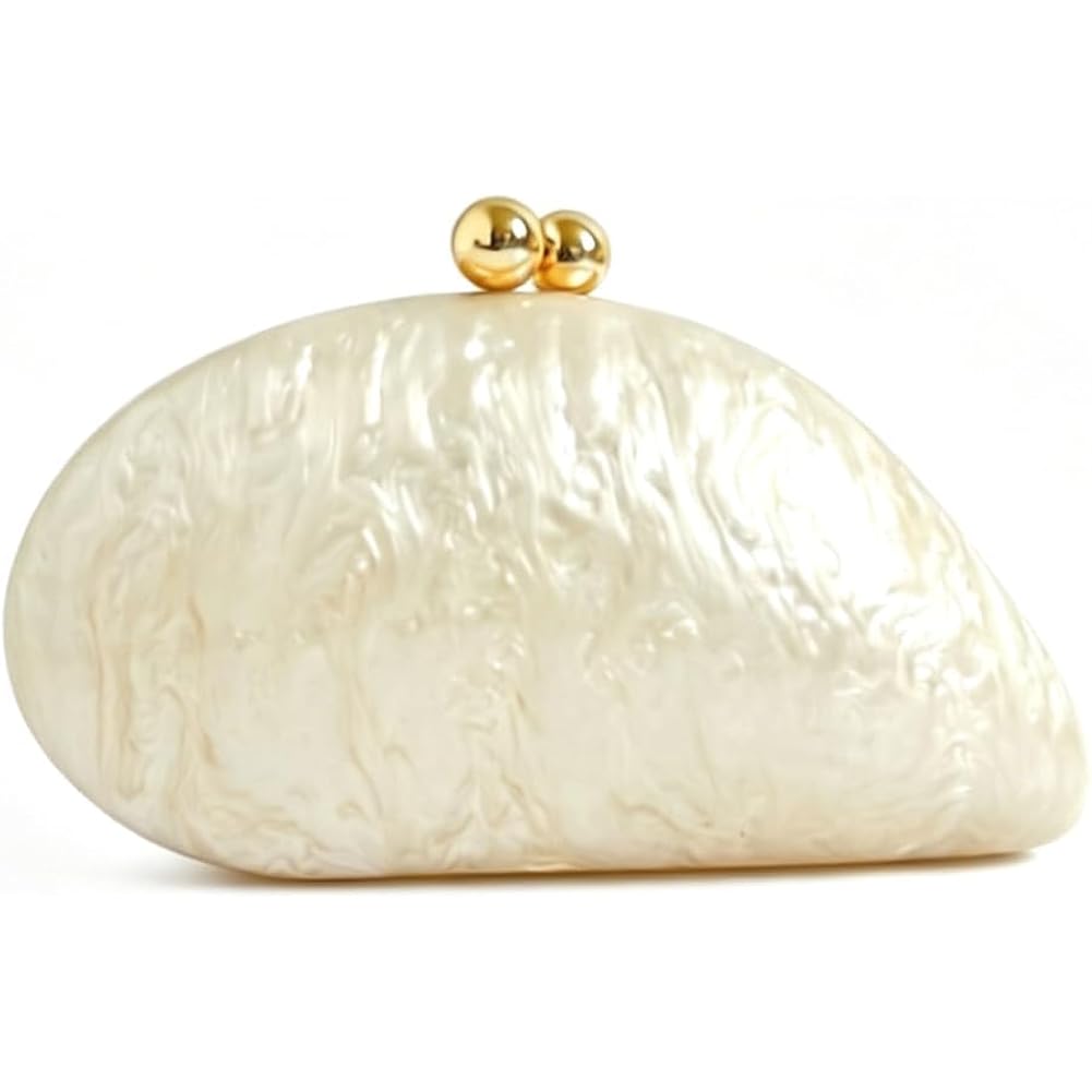 Acrylic Shell Shaped Bag Luxury Marble Clutch Evening Purses for Women Glitter Handbag for Wedding Cocktail Party Prom