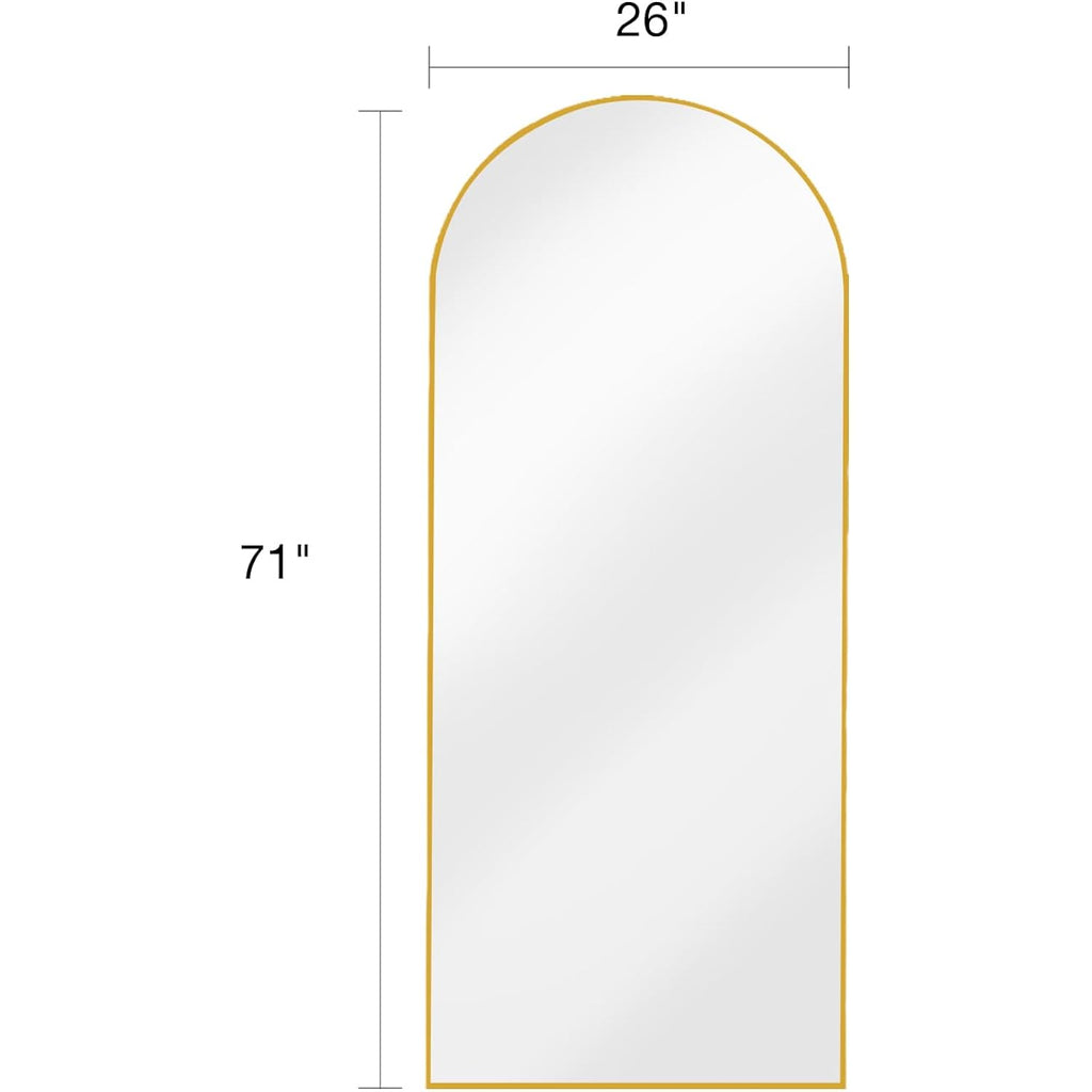 Dynwell Arched Full Length Mirror, Floor Mirror With Stand, 71"X26" Large Wall Mirror Full Length, Body Floor Mirror, Wall Mounted For Bedroom, Gold