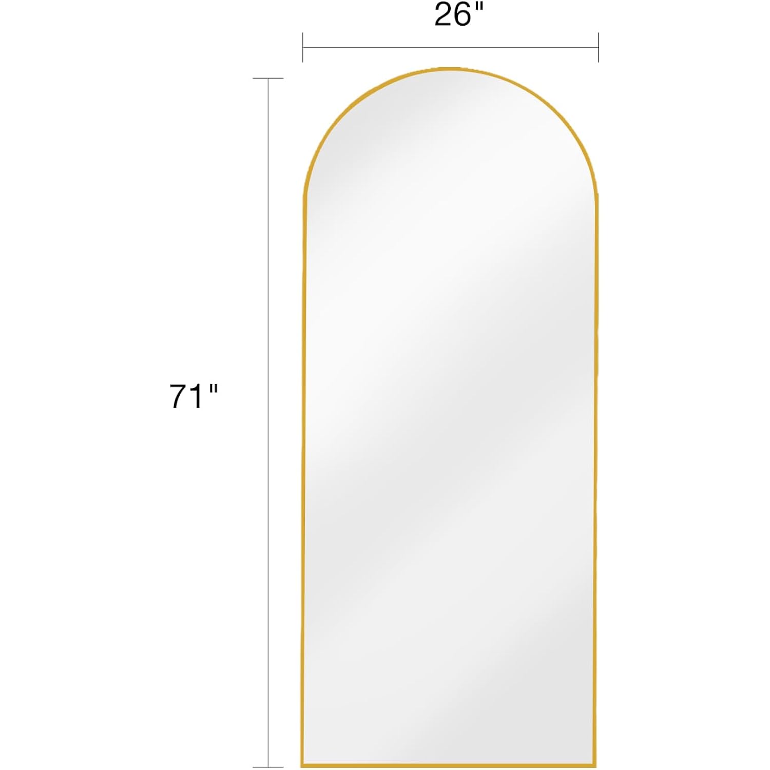 Dynwell Arched Full Length Mirror, Floor Mirror With Stand, 71"X26" Large Wall Mirror Full Length, Body Floor Mirror, Wall Mounted For Bedroom, Gold