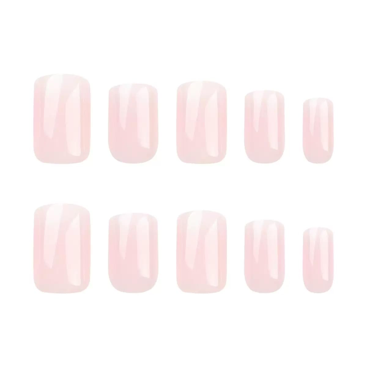 Short Press on Nails Square Fake Nails Pink Ombre False Nails with Glossy Design Glue on Nails Cute Full Cover Stick on Nails Solid Color Acrylic Nails for Women Manicure Decoration 24Pcs