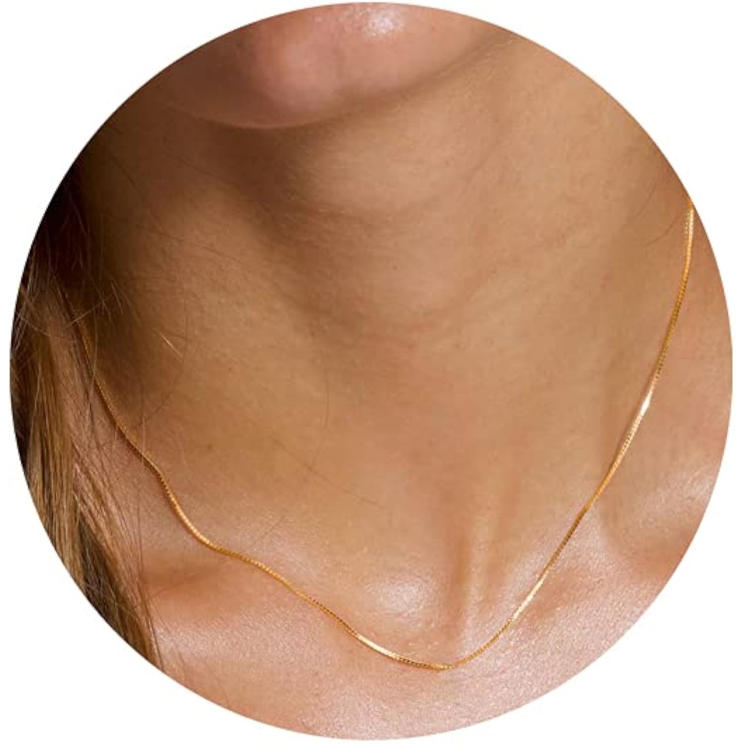 Minimalist Thin Gold Chain 18K Gold Plated Thin Box Chain Necklace Short Small Gold Chain Choker Necklaces for Women