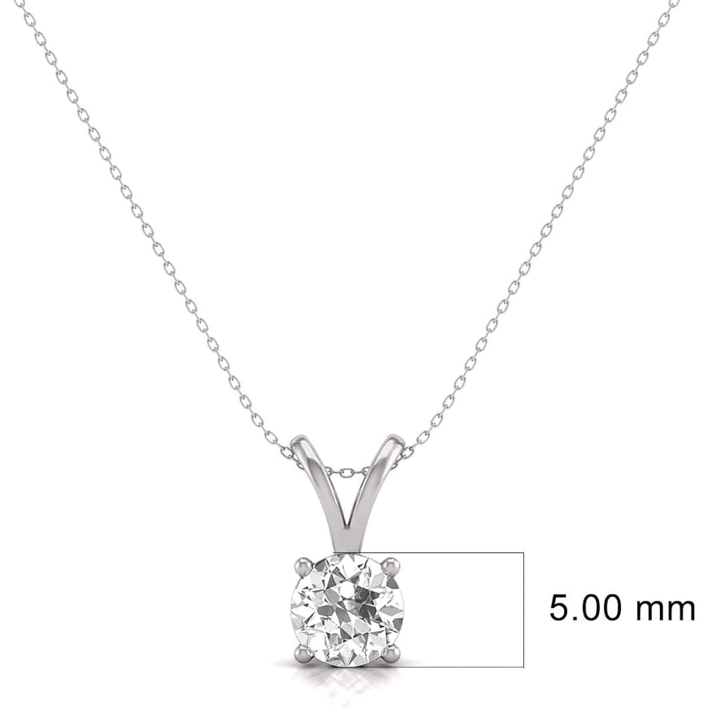 TimeLess Classics 4-Prong Set Round Cut Natural Solitaire Diamond Pendant Necklace for Women in 14K Gold - Fine Jewelry