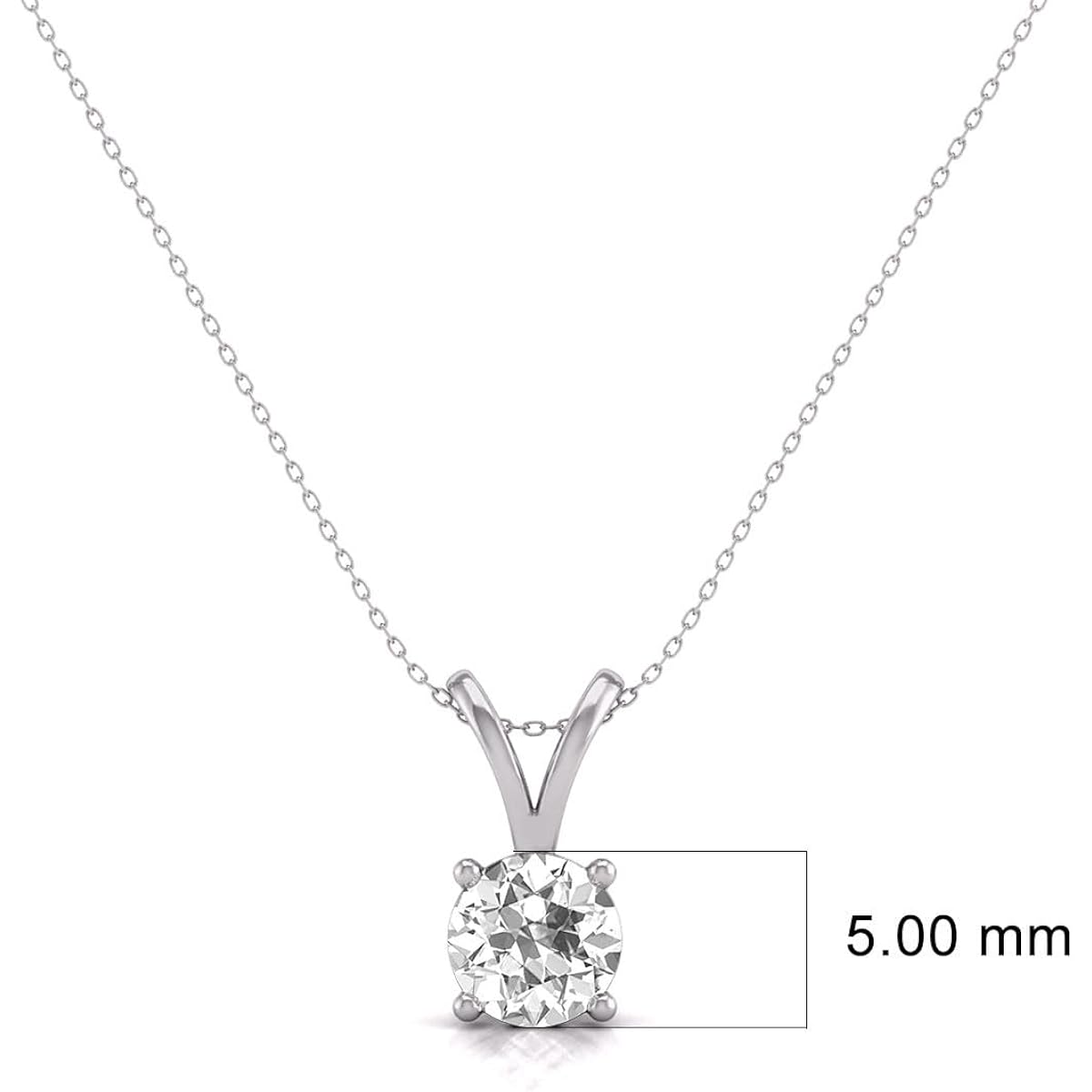 TimeLess Classics 4-Prong Set Round Cut Natural Solitaire Diamond Pendant Necklace for Women in 14K Gold - Fine Jewelry