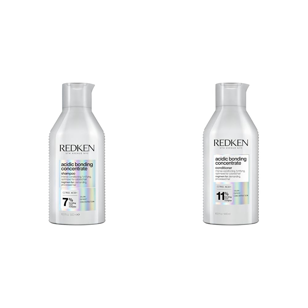Redken Acidic Bonding Concentrate Shampoo & Conditioner Set For Damaged And All Hair Types - Repair And Strengthen Weak Hair Bonds With Citric Acid, 10.1 Fl Oz