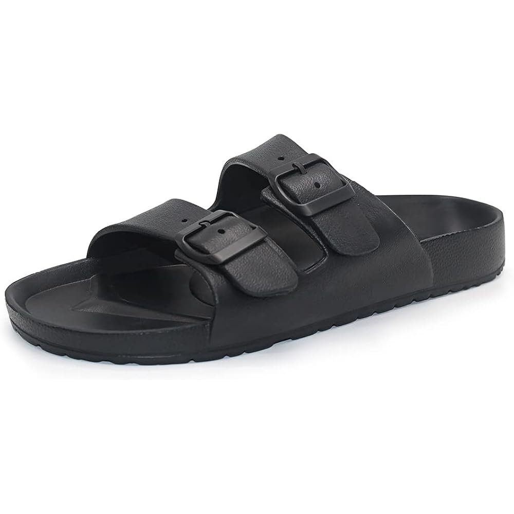 Men’S Lightweight Comfort Slides Double Buckle Slip-On Adjustable Eva Orthopedic Flat Sandals