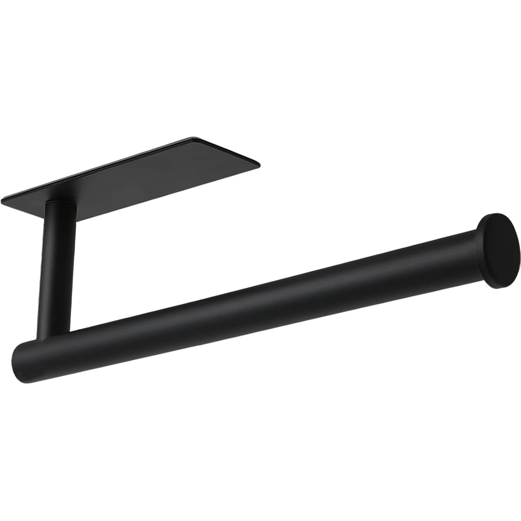 theaoo Paper Towel Holder - Under Cabinet Paper Towel Holder for Kitchen, Adhesive Paper Towel Roll Rack for Bathroom Towel, Wall Mounted Matte Black Paper Towel Rack, SUS304 Stainless Steel(1, Black)