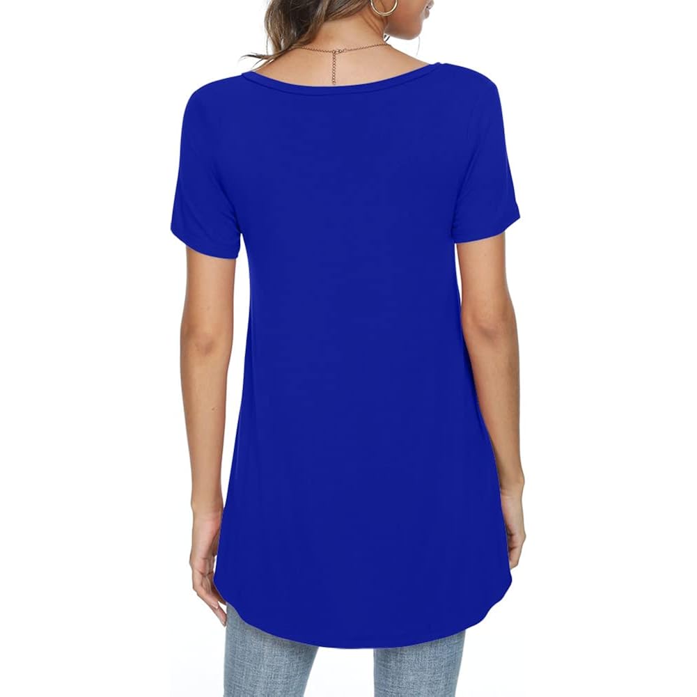 Popyoung Women'S Long Tunic Tops To Wear With Leggings Summer Short Sleeve Loose Fit Dressy Shirts M-5Xl