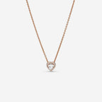 PANDORA Sparkling Heart Collier Necklace - Adjustable Jewelry with Lobster Clasp - Gift for Her - 14k Rose Gold & Cubic Zirconia - With Gift Box - 17.7"