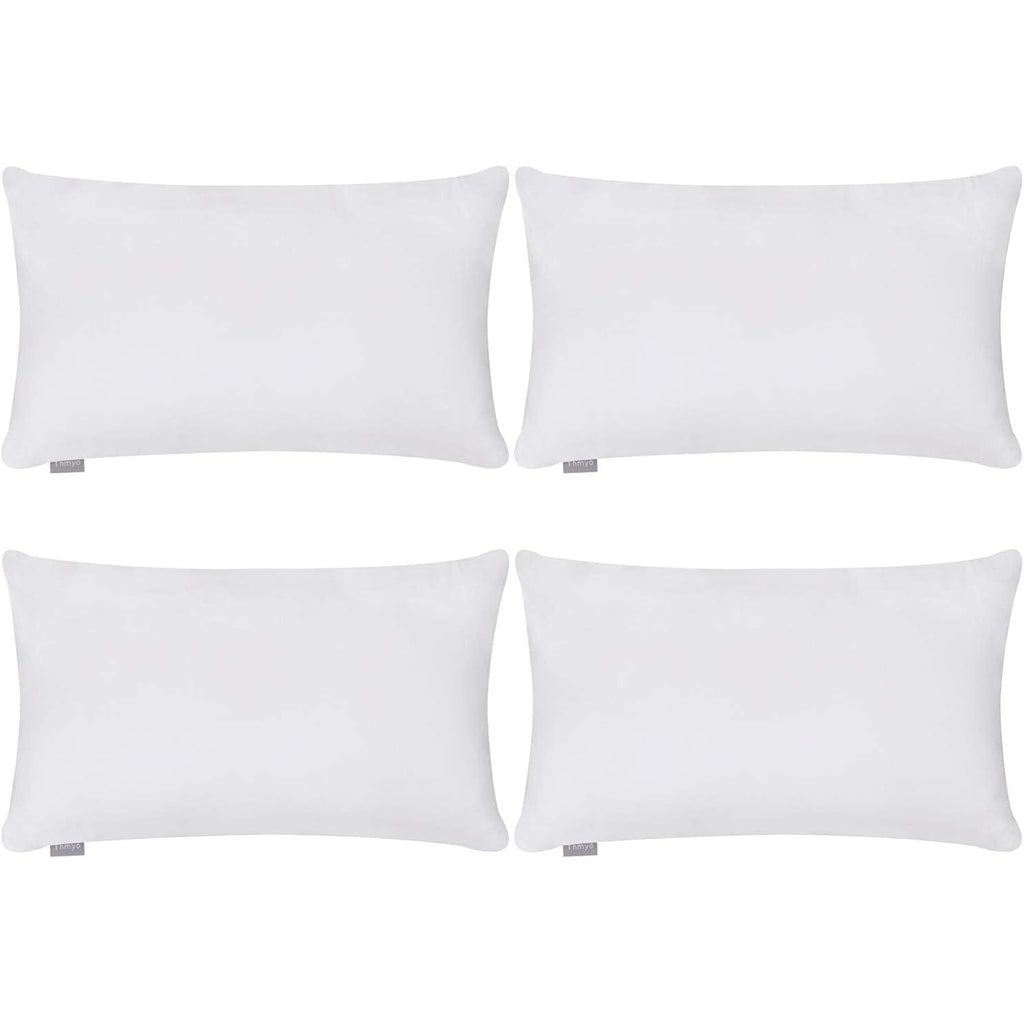 Thmyo 4-Pack 100% Cotton Lumbar Comfortable Solid Decorative Throw Pillow Case Rectangle Cushion Cover Diy Throw Pillowcase For Sofa Bed(Only Covers,Not Pillow Shams)(12X20Inch/30X50Cm,White)