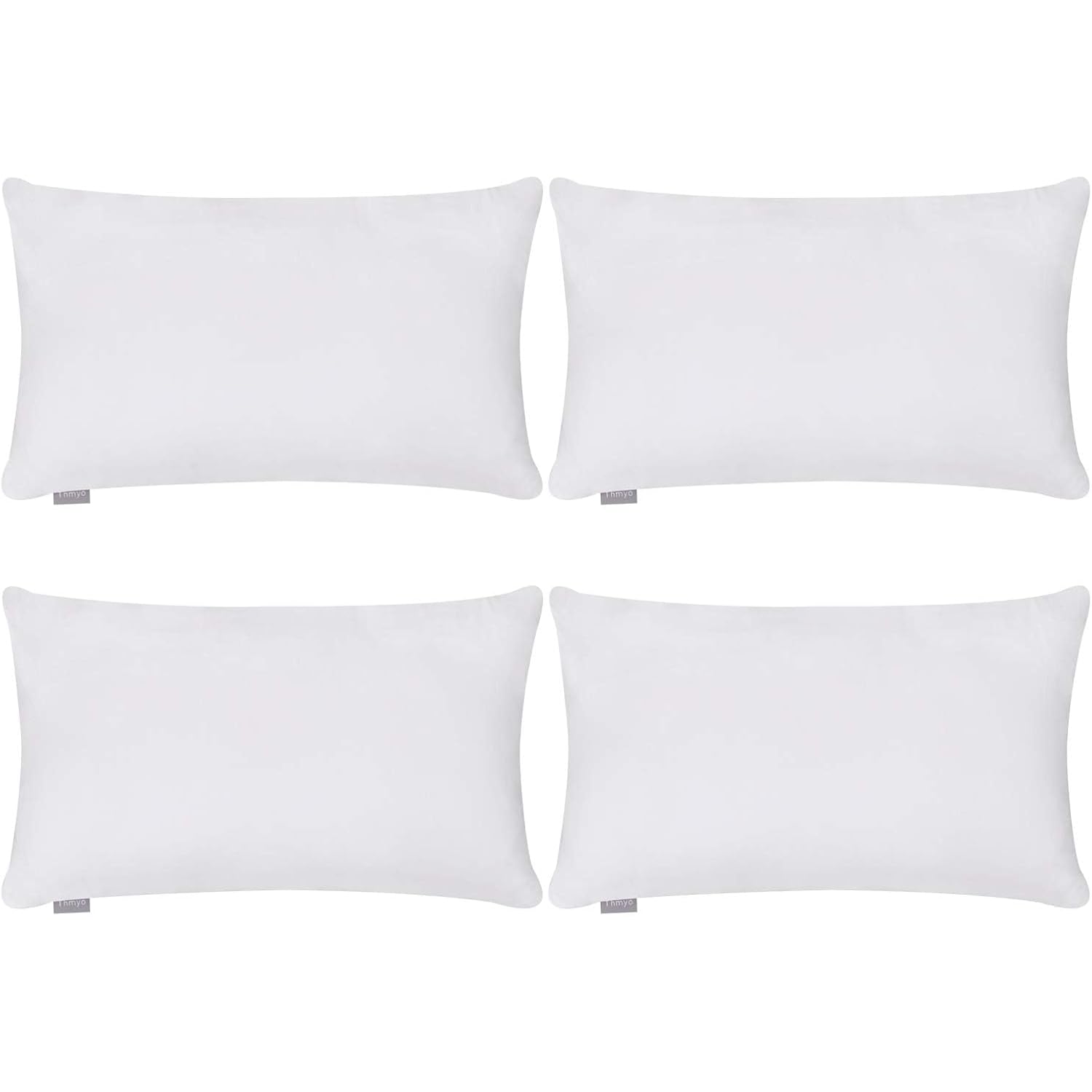 Thmyo 4-Pack 100% Cotton Lumbar Comfortable Solid Decorative Throw Pillow Case Rectangle Cushion Cover Diy Throw Pillowcase For Sofa Bed(Only Covers,Not Pillow Shams)(12X20Inch/30X50Cm,White)