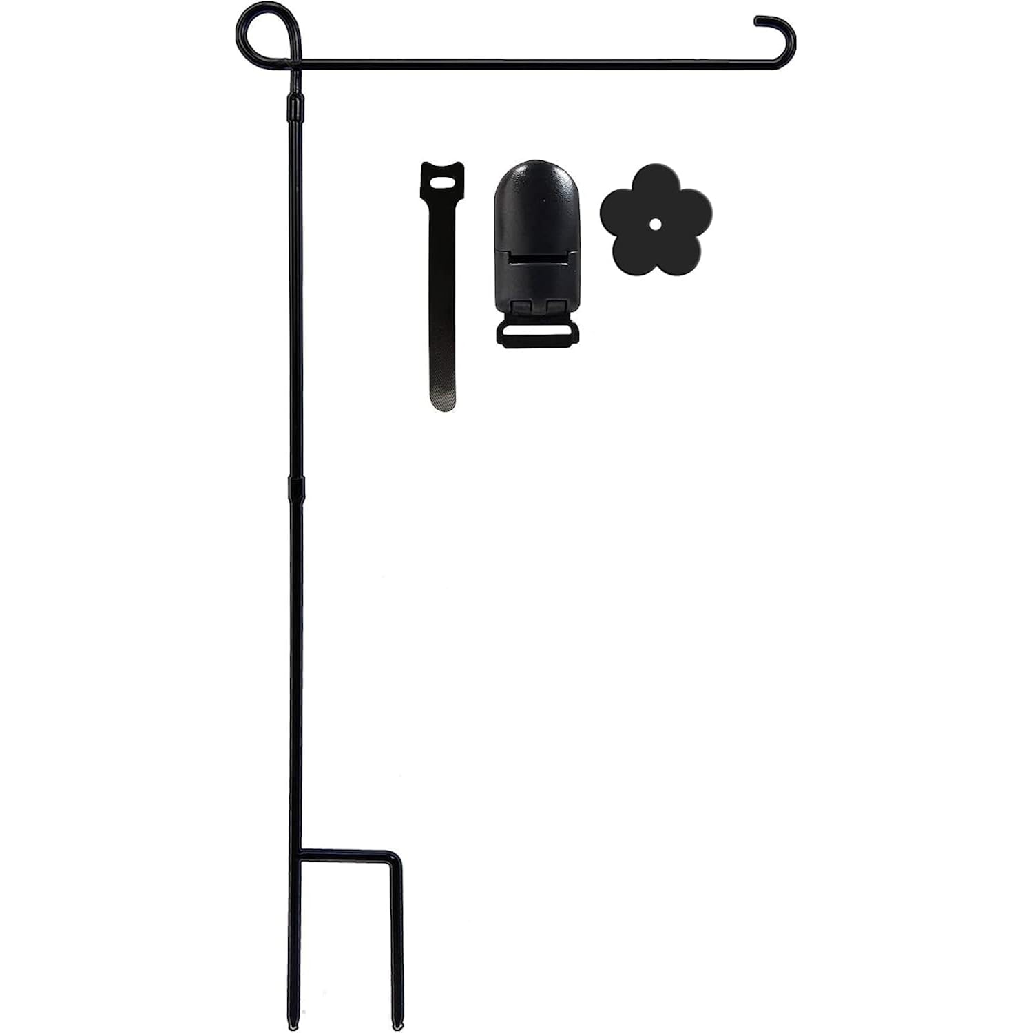 Garden Flag Holder Stand, Premium Yard Flag Holder Weather-Proof Metal Powder-Coated Flagpole With Clip And Stopper For Christmas Garden Flag, Outdoor Garden Decor Decoration