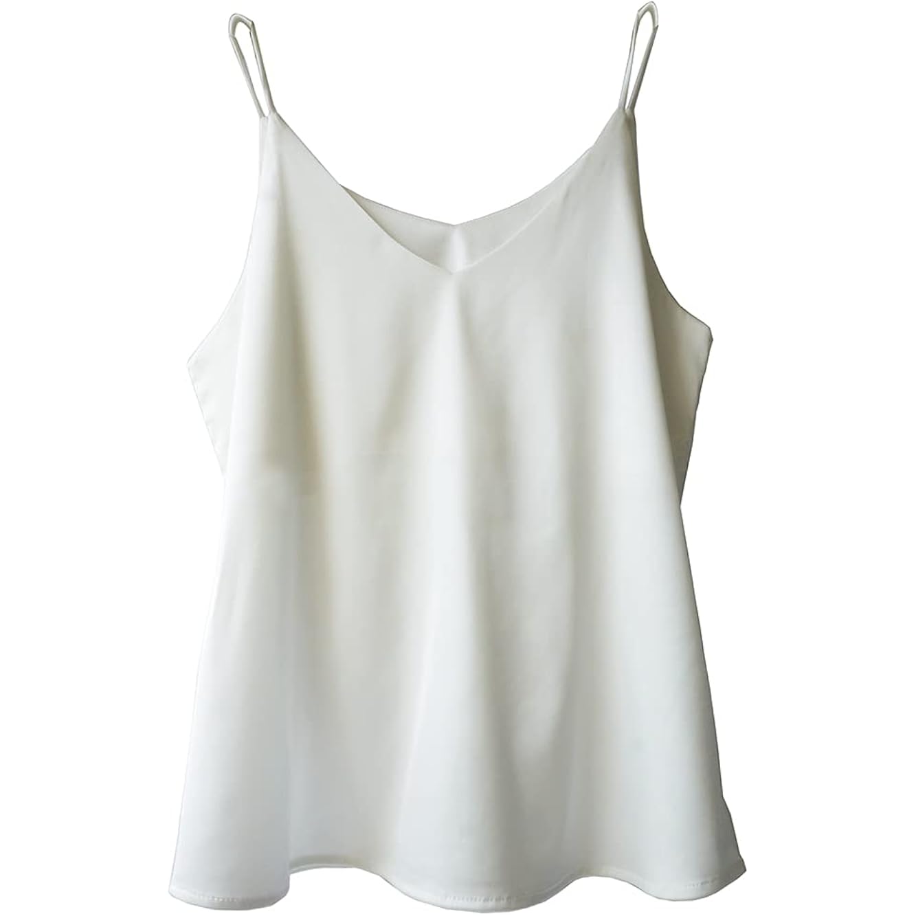 Womens Silk Satin Camisole Cami Plain Strappy Vest Top T-Shirt Blouse Tank Shirt V-Neck Spaghetti Strap XS-4X