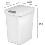 7.5 Gallon White Wastebasket With Touch-Open Lid: Ideal Office Trash Can, Under Sink Trash Can, Or Garbage Can With Lid For Kitchen, Bathroom, Mudroom