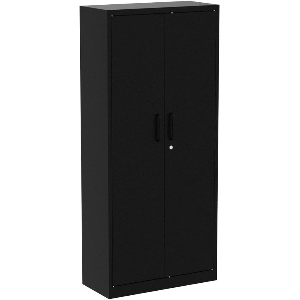 Yizosh Metal Garage Storage Cabinet with 2 Doors and 5 Adjustable Shelves - 71" Steel Lockable File Cabinet,Locking Tool Cabinets for Office,Home,Garage,Gym,School (Black)