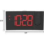 Projection Alarm Clock, Digital Clock With Modern Curved Design 180° Rotatable Projector, 3-Level Brightness Dimmer, Clear Red Led Display, Progressive Volume, 9Mins Snooze,12/24H, For Bedroom