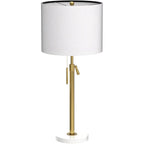 Gold Table Lamps Set Of 2, 22" To 30" Adjustable Nightstand Lamps For Bedroom, Dimmable End Table Lamps For Living Room Console Entry Farmhouse Home Decor, New House Warming Gifts