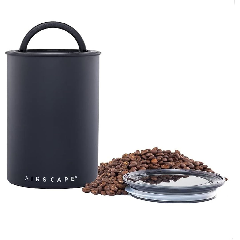 Airscape Planetary Design Stainless Steel Coffee Canister | Food Storage Container | Us Patented Inner Plunger Lid Removes Excess Oxygen | Don'T Buy Airtight, Buy Air-Less | (Medium, Matte Black)