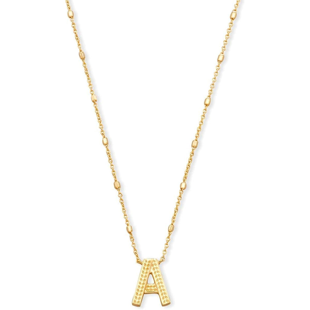 Kendra Scott Letters A-Z Pendant Necklace for Women, Fashion Jewelry, 14k Gold-Plated Brass