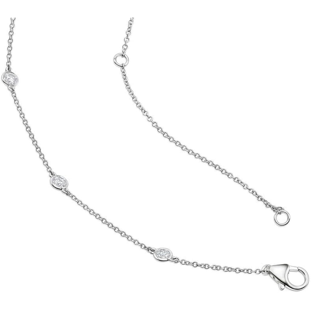 14K White or Yellow Gold Lab Grown Diamond By The Yard Necklace for Women, Bezel Set Round Diamonds Station Chain Necklace, F-G Color VS Clarity Adjustable 16-20 Inch Fine Jewelry (0.50-4.00 CT)