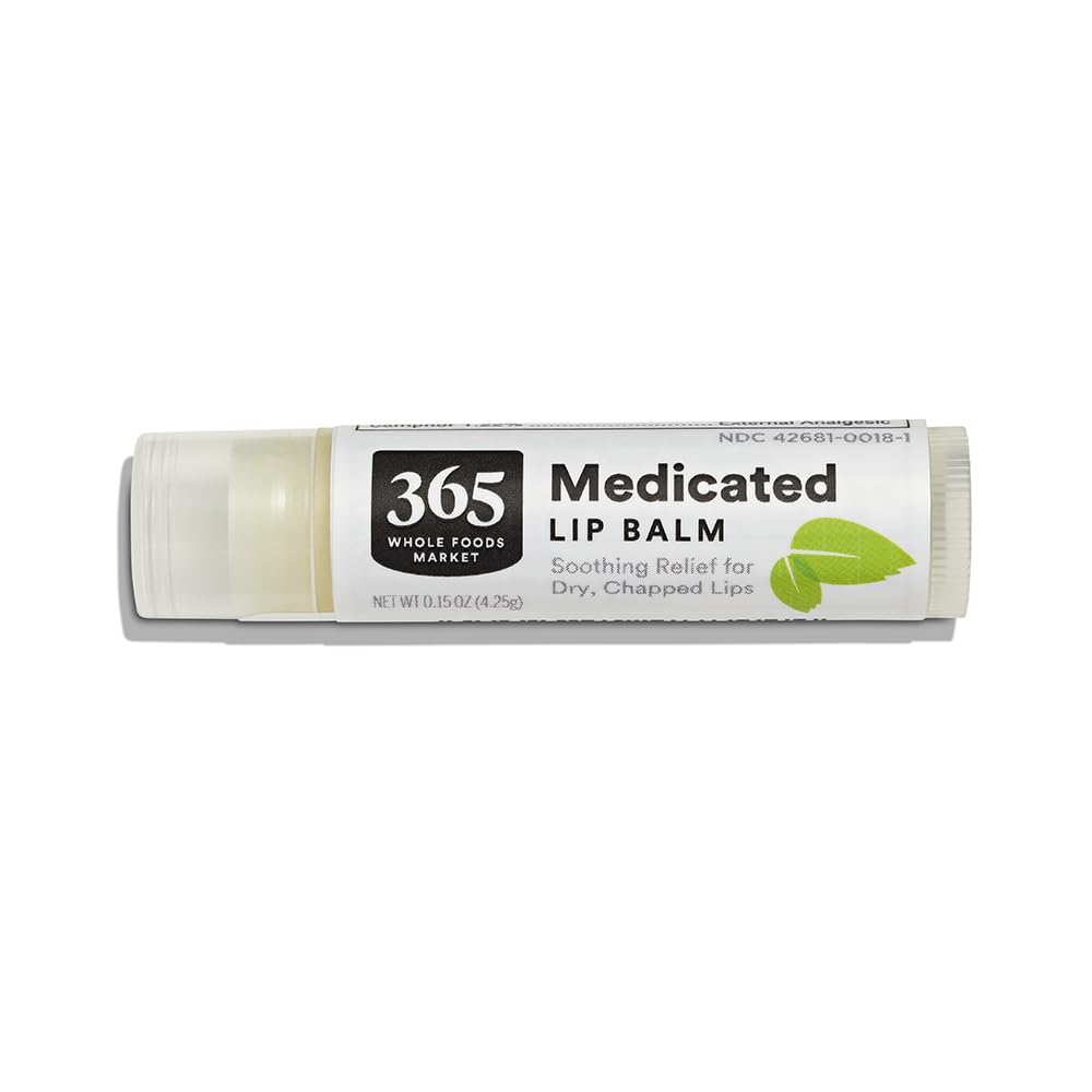 365 By Whole Foods Market, Medicated Lip Balm, Soothing Relief For Dry Chapped Lips, 0.15 Ounce