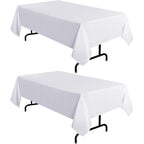 sancua 2 Pack White Tablecloth 60 x 102 Inch, Rectangle 6 Feet Table Cloth - Stain and Wrinkle Resistant Washable Polyester Table Cover for Dining Tables, Buffet Parties and Camping