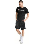 Champion Men'S Graphic Short Sleeve T-Shirt, Standard Fit, Classic Script Logo, Midweight 100% Cotton