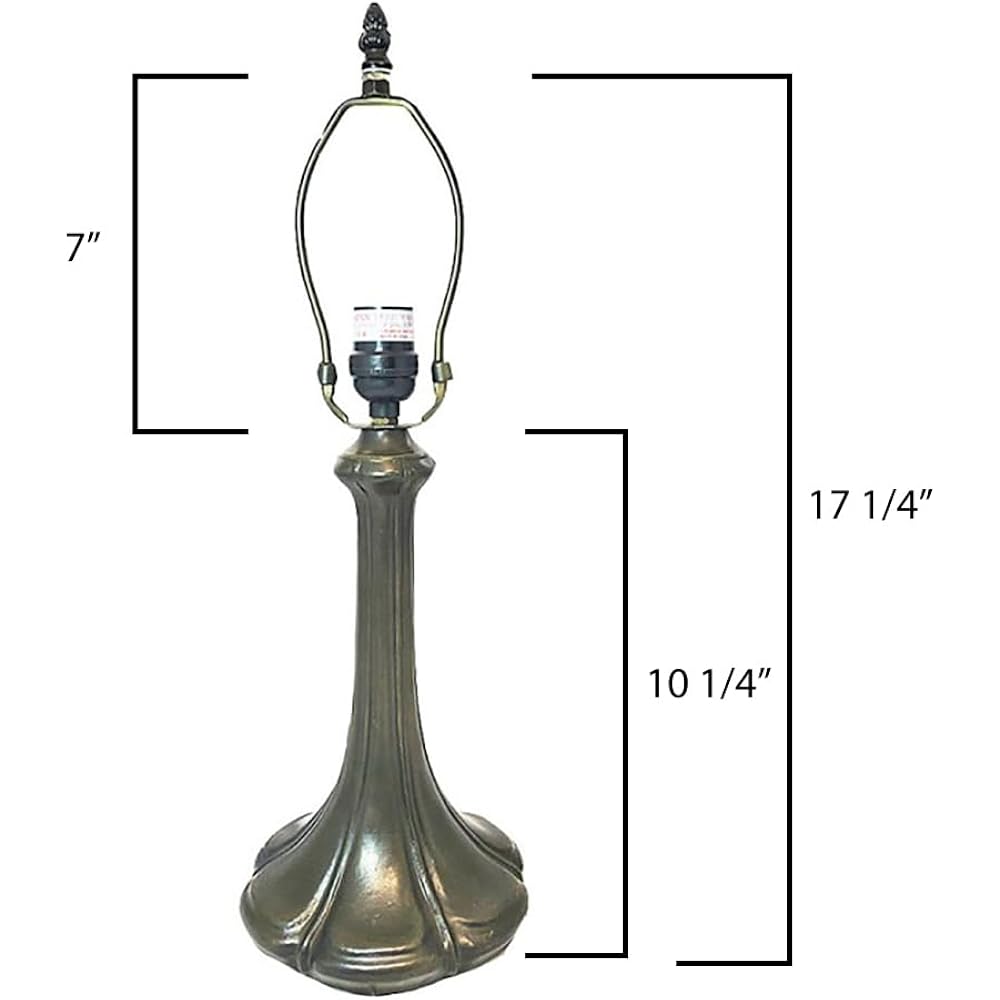 Nouveau Petal Metal Lamp Base, Dark Bronze Finish With Gold Highlights, Nicely Weighted, 17.25" Tall
