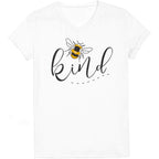 Womens Be Kind Graphic Tees V Neck Cute Printed Summer Casual T Shirts Tops White