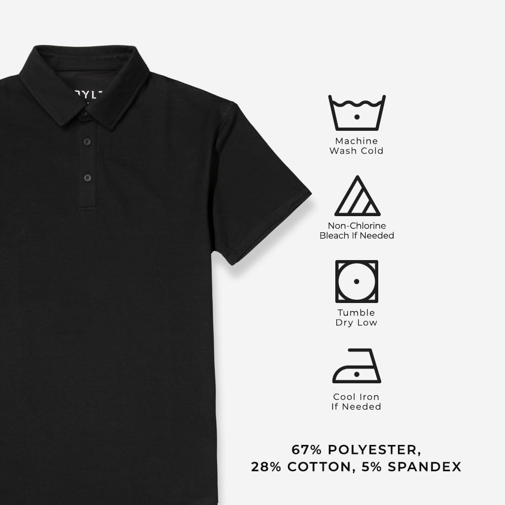 Bylt Men'S Drop-Cut Polo – Collared Casual Shirt For Men – Soft Polyester, Cotton, And Spandex Blend – Wrinkle Resistant
