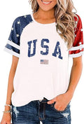 American Flag Stars Stripes Shirts for Women 4th of July Patriotic Shirt Cute Graphic Blouse USA Flag Tops Summer Tee