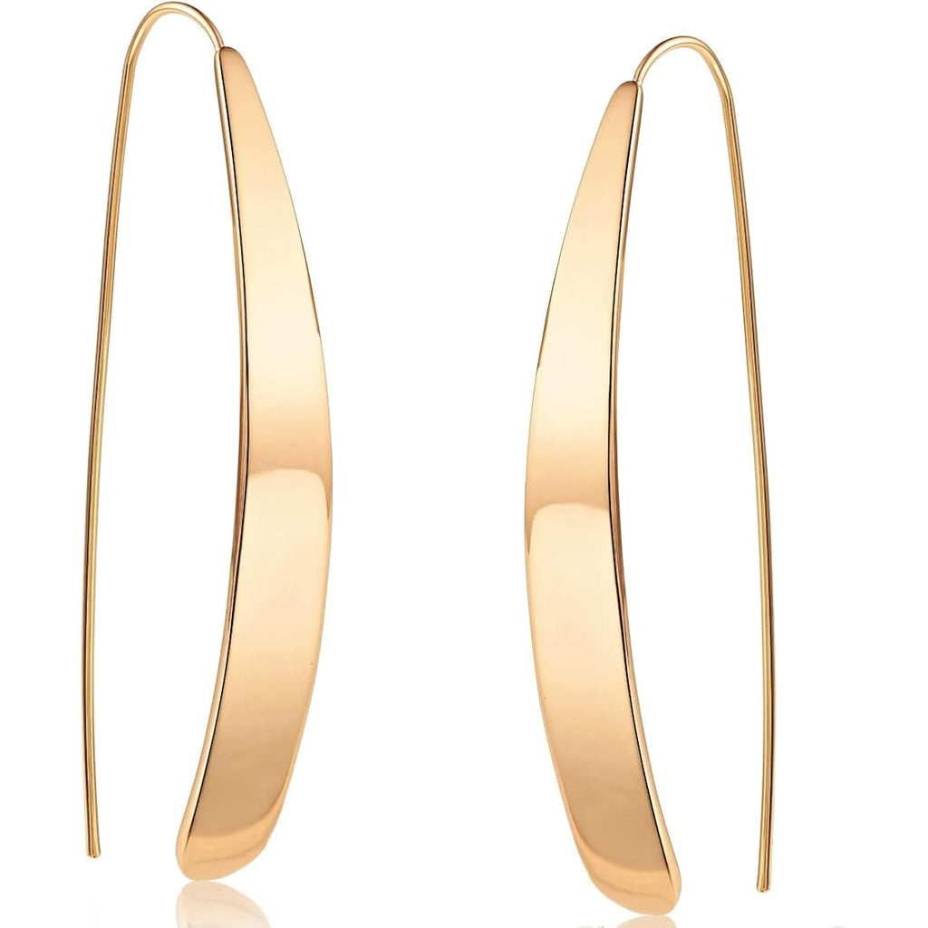 14K Gold Plated Bar Earrings for Women - Long Thread Dangle Earrings - Threader Drop Earrings - Hypoallergenic and Safe for Sensitive Ears