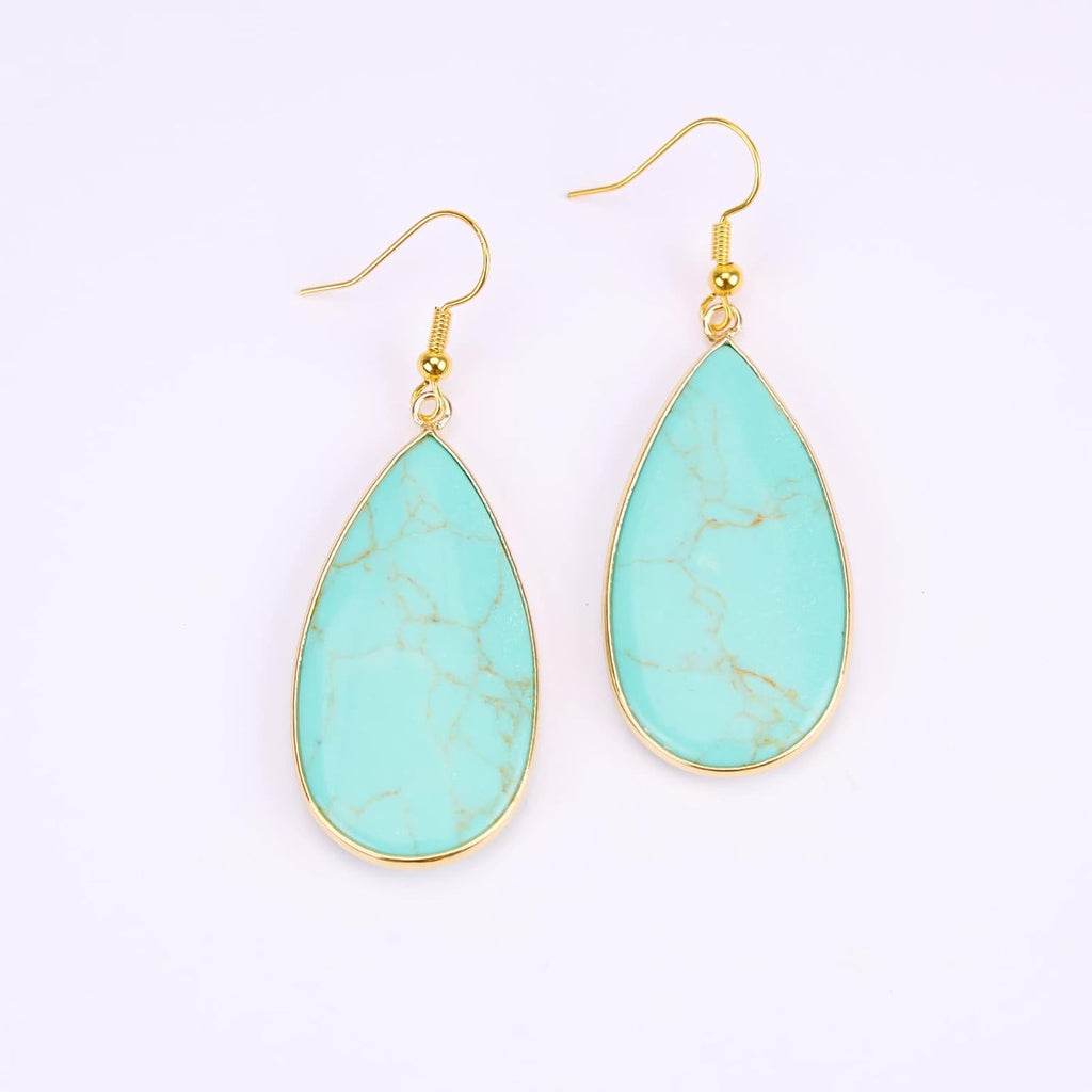 BaubleStar Natural Crystal Healing Stone Earrings Statement Teardrop Dangle Earrings for Women